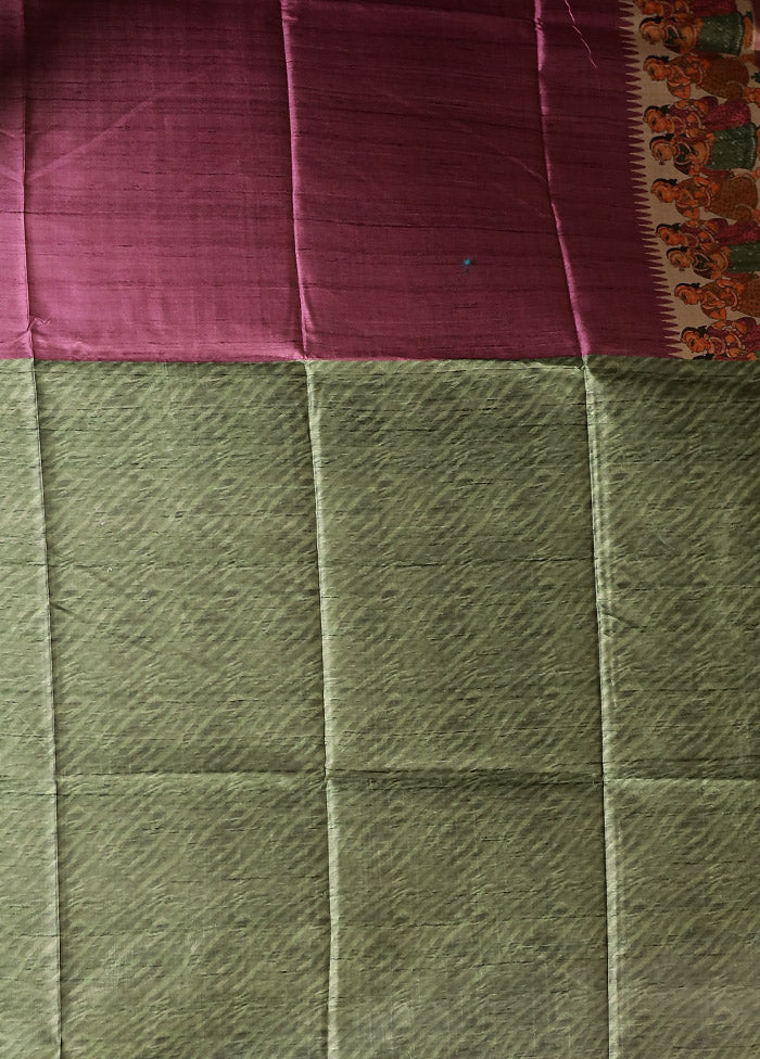Purple Tussar Silk Saree With Blouse Piece