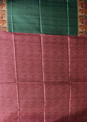 Green Tussar Silk Saree With Blouse Piece