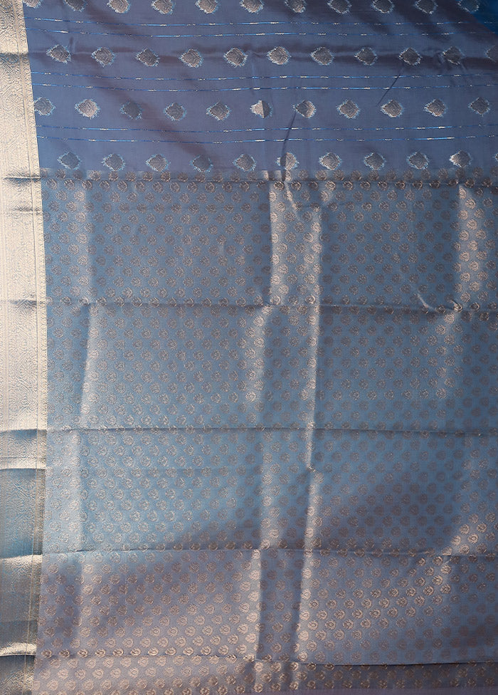 Blue Organza Saree With Blouse Piece