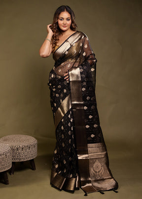 Black Organza Saree With Blouse Piece