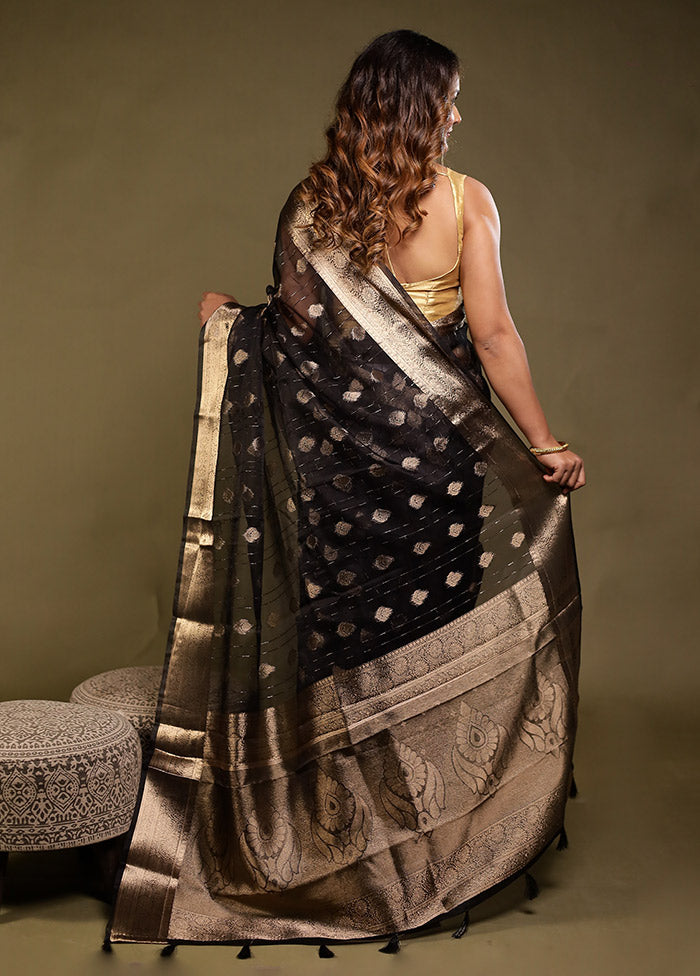 Black Organza Saree With Blouse Piece