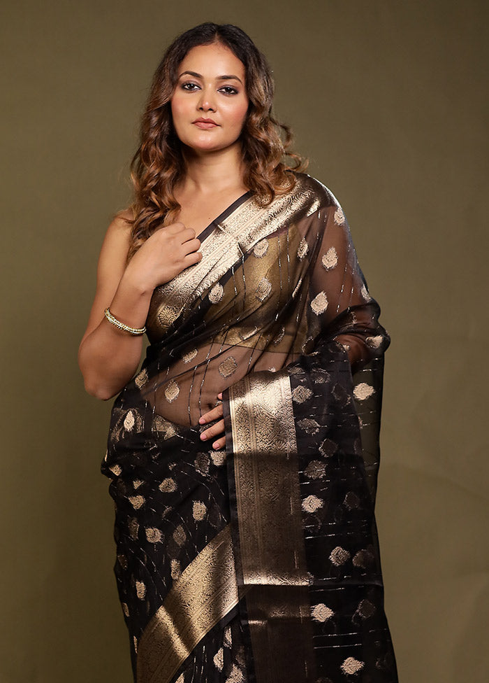 Black Organza Saree With Blouse Piece