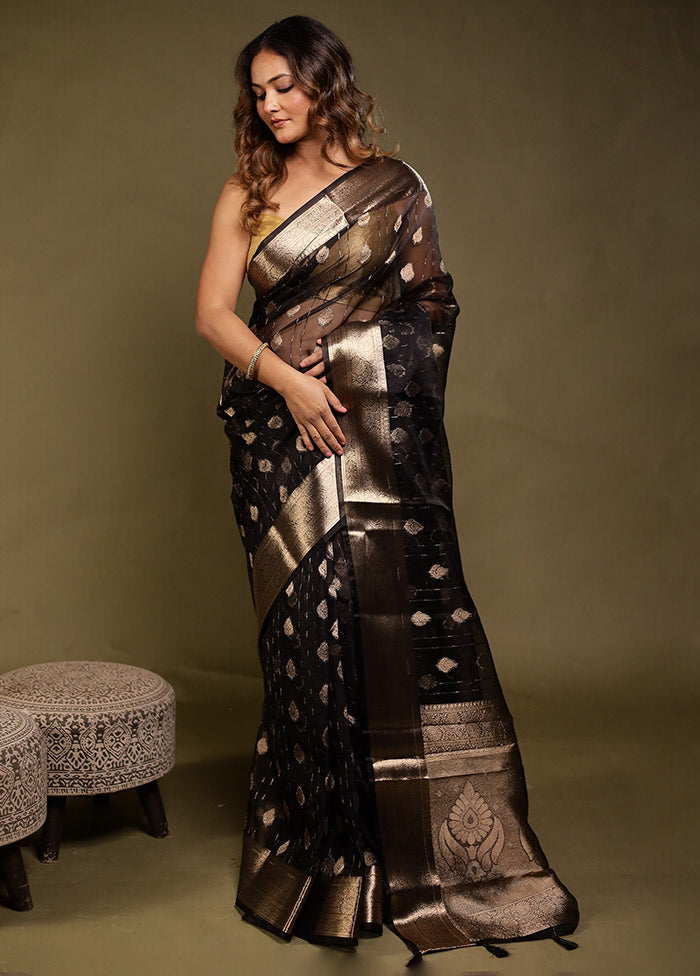 Black Organza Saree With Blouse Piece