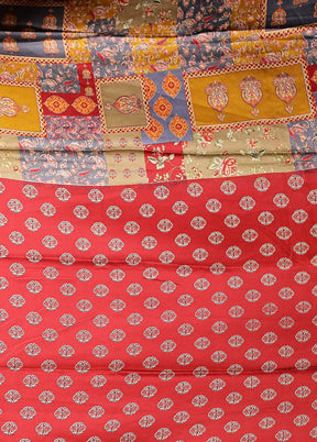Grey Printed Silk Saree Without Blouse Piece