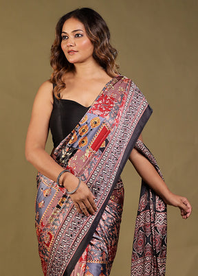 Pink Printed Silk Saree Without Blouse Piece