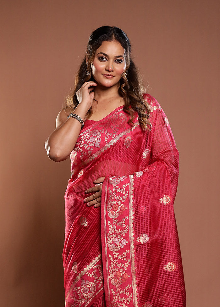 Pink Cotton Saree With Blouse Piece
