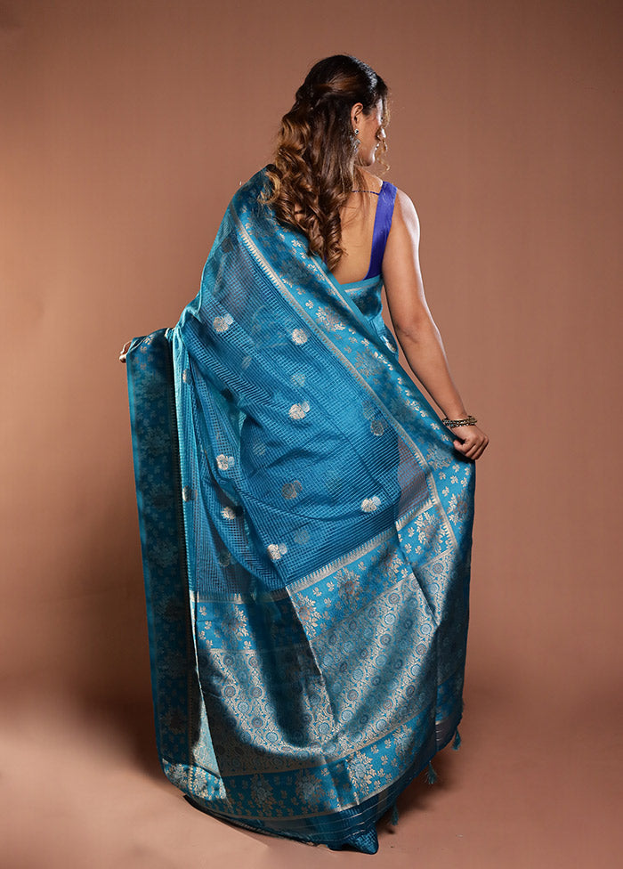Green Cotton Saree With Blouse Piece