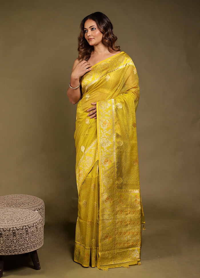 Yellow Cotton Saree With Blouse Piece