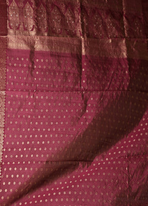 Maroon Dupion Silk Saree With Blouse Piece