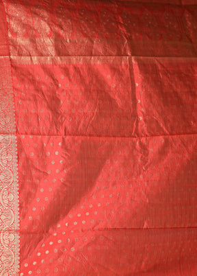 Red Dupion Silk Saree With Blouse Piece