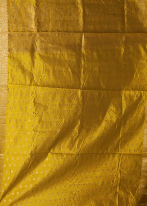 Yellow Dupion Silk Saree With Blouse Piece
