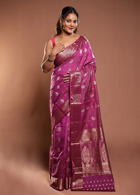 Purple Dupion Silk Saree With Blouse Piece