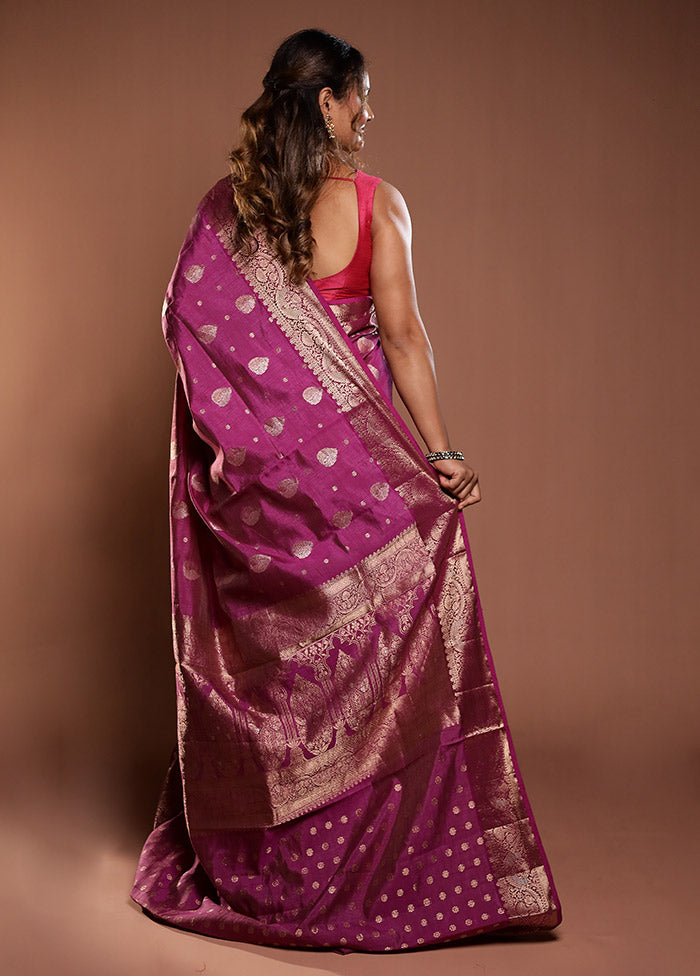 Purple Dupion Silk Saree With Blouse Piece