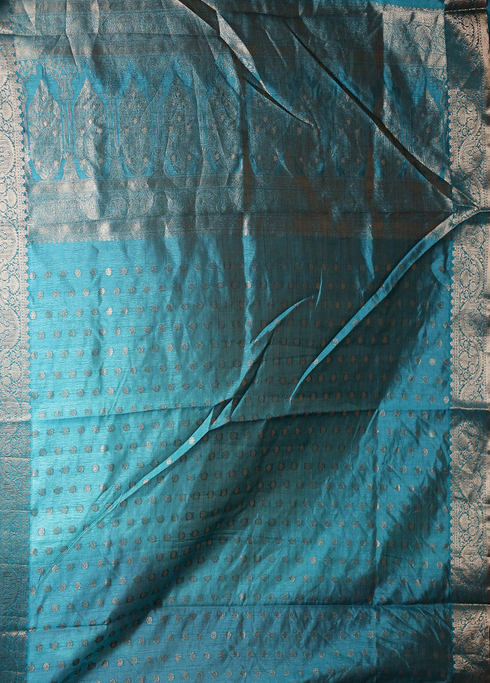 Green Dupion Silk Saree With Blouse Piece