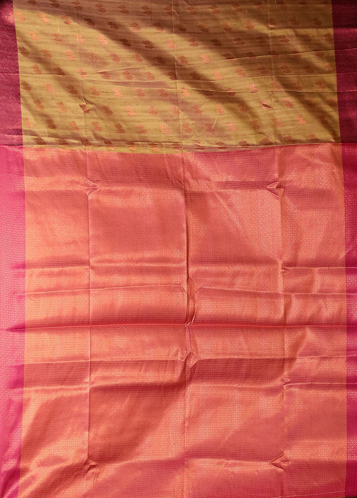 Cream Dupion Silk Saree With Blouse Piece