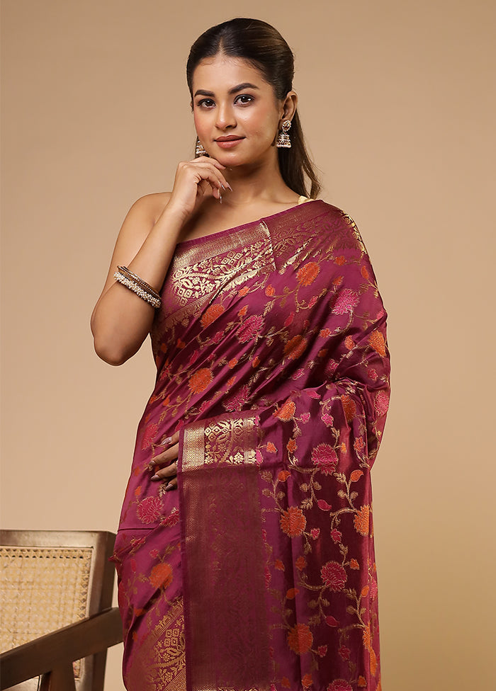 Purple Dupion Silk Saree With Blouse Piece