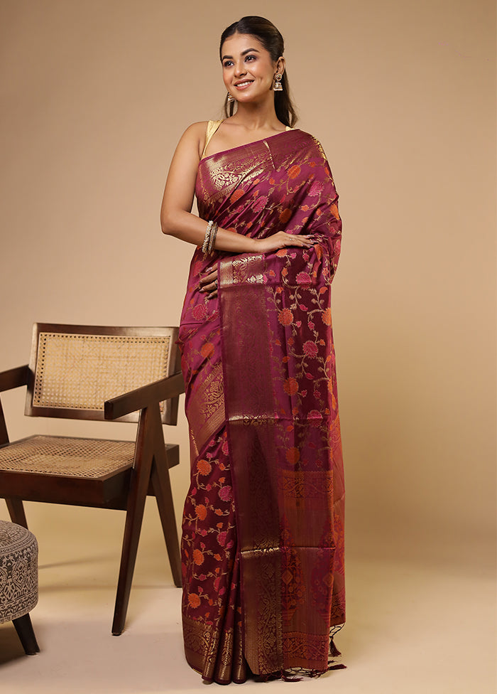 Purple Dupion Silk Saree With Blouse Piece