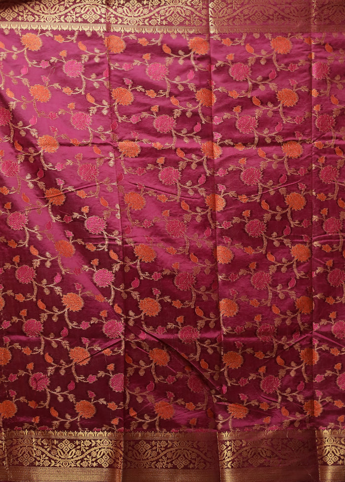 Purple Dupion Silk Saree With Blouse Piece