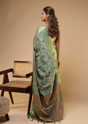 Green Dupion Silk Saree With Blouse Piece