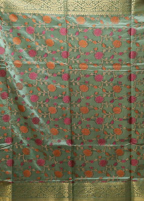 Green Dupion Silk Saree With Blouse Piece