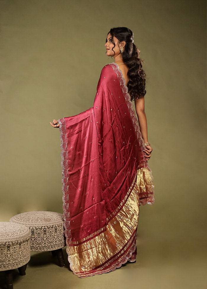 Pink Printed Pure Silk Saree Without Blouse Piece