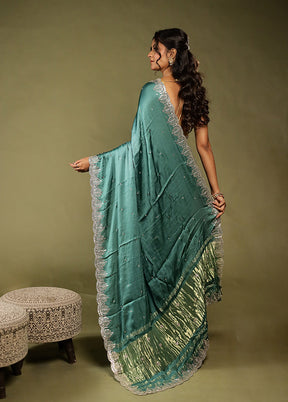 Green Printed Pure Silk Saree Without Blouse Piece