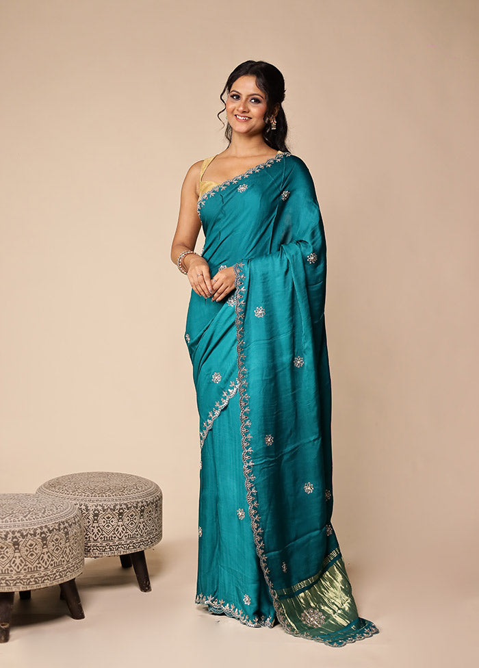 Green Printed Pure Silk Saree Without Blouse Piece