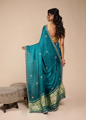 Green Printed Pure Silk Saree Without Blouse Piece