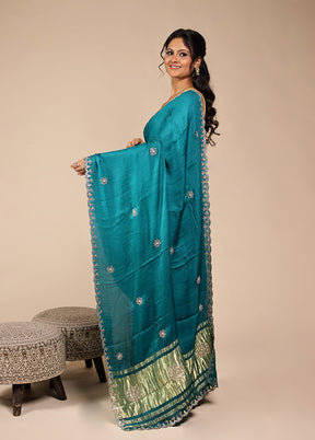 Green Printed Pure Silk Saree Without Blouse Piece