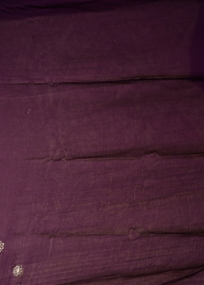 Purple Printed Pure Silk Saree With Blouse Piece
