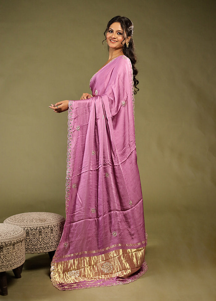 Pink Printed Pure Silk Saree With Blouse Piece
