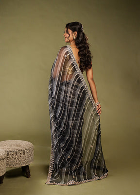 Black Bandhej Saree With Blouse Piece