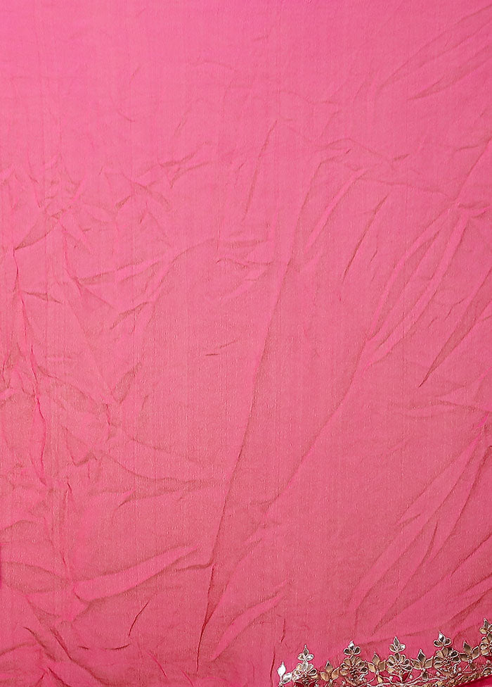 Pink Bandhej Pure Silk Saree With Blouse Piece