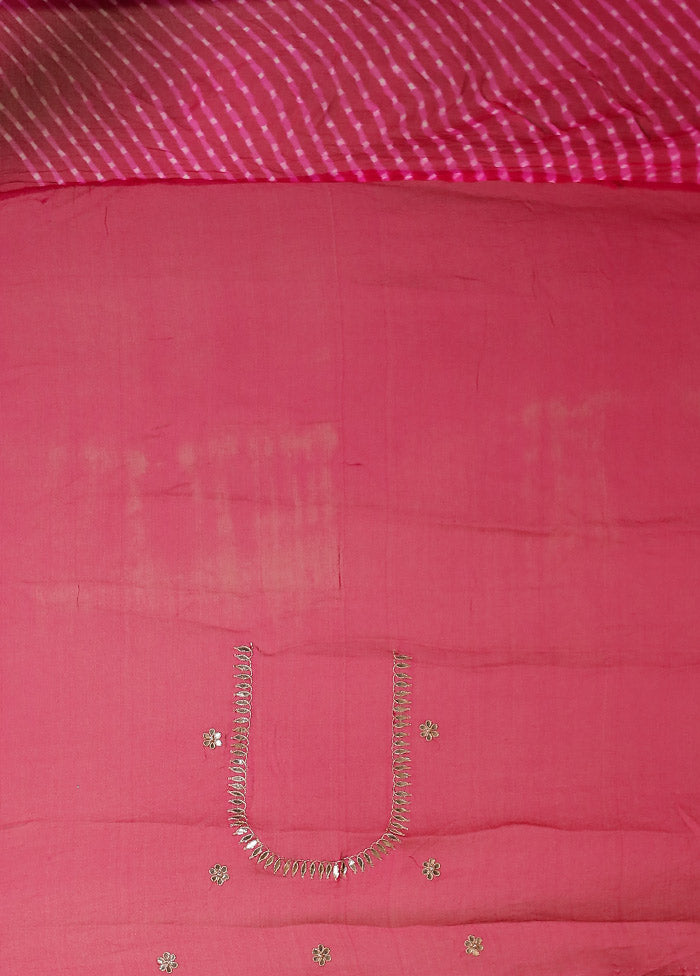 Pink Bandhej Saree With Blouse Piece