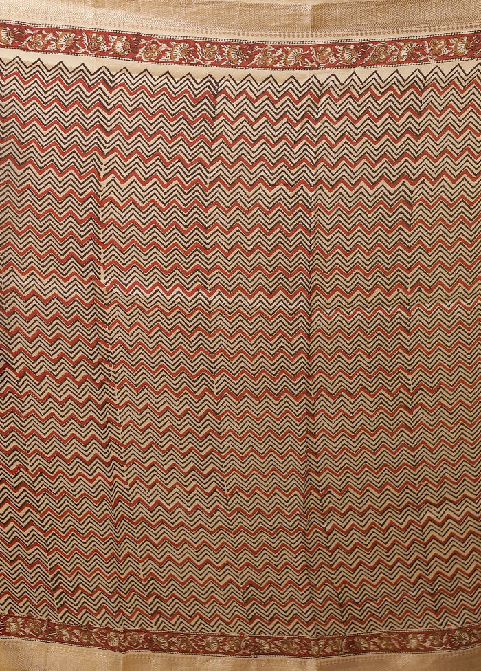 Cream Chanderi Silk Saree With Blouse Piece