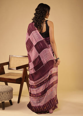 Purple Chanderi Silk Saree With Blouse Piece
