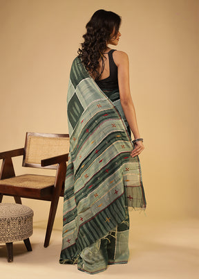 Green Chanderi Silk Saree With Blouse Piece