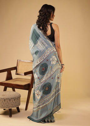 Green Chanderi Silk Saree With Blouse Piece