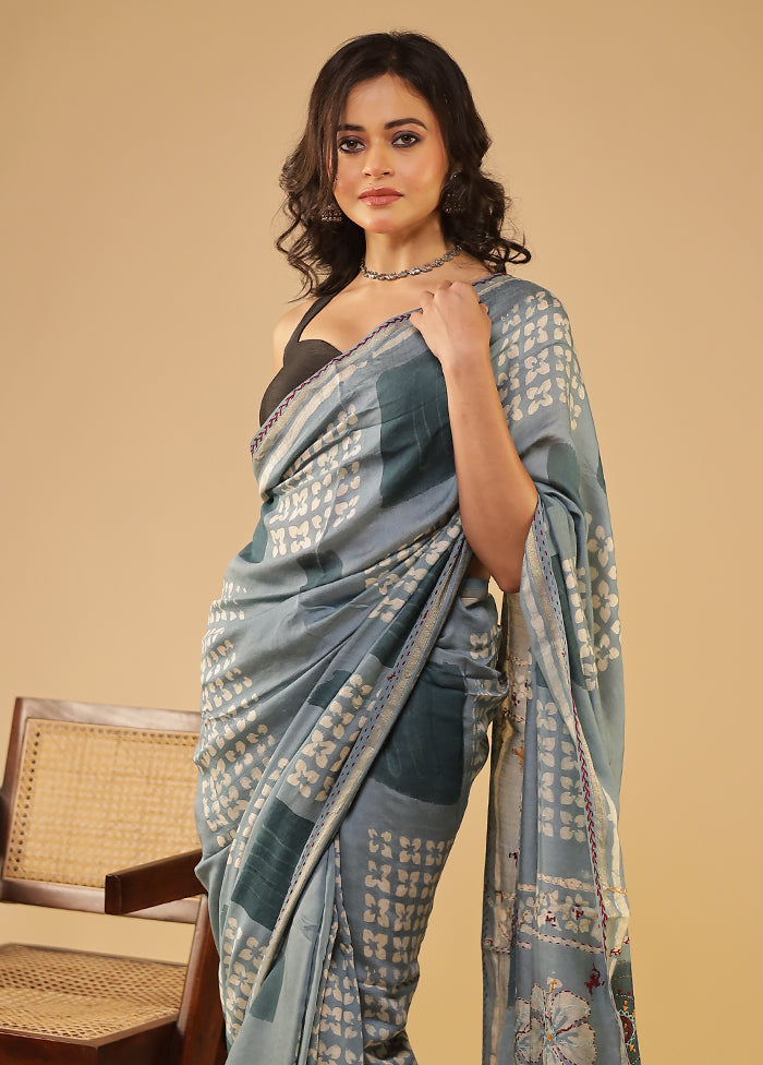 Green Chanderi Silk Saree With Blouse Piece