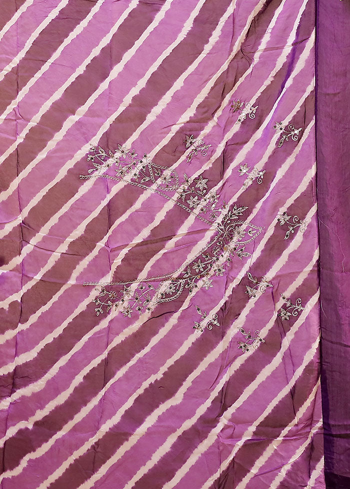 Purple Handloom Tissue Pure Silk Saree With Blouse Piece