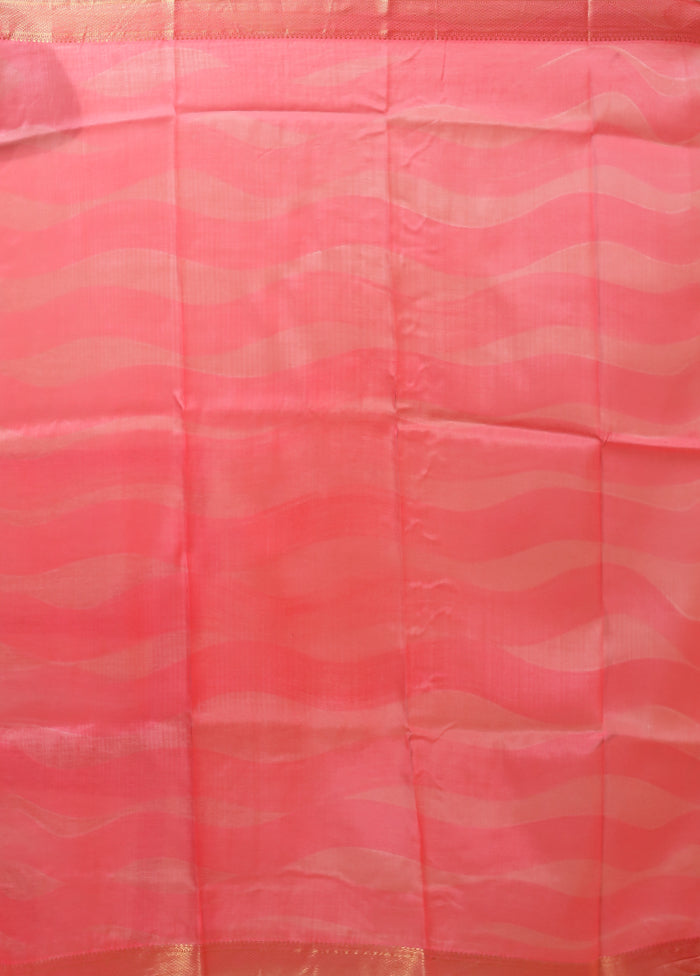 Pink Chanderi Silk Saree With Blouse Piece