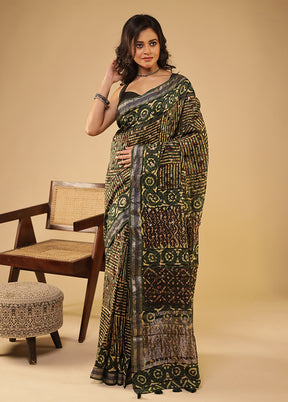 Green Chanderi Silk Saree With Blouse Piece