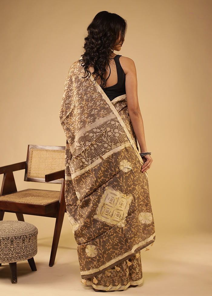 Grey Handloom Tissue Pure Silk Saree With Blouse Piece