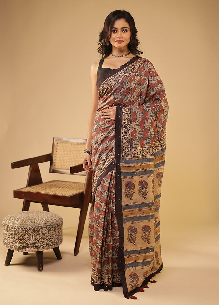 Cream Handloom Tissue Pure Silk Saree With Blouse Piece