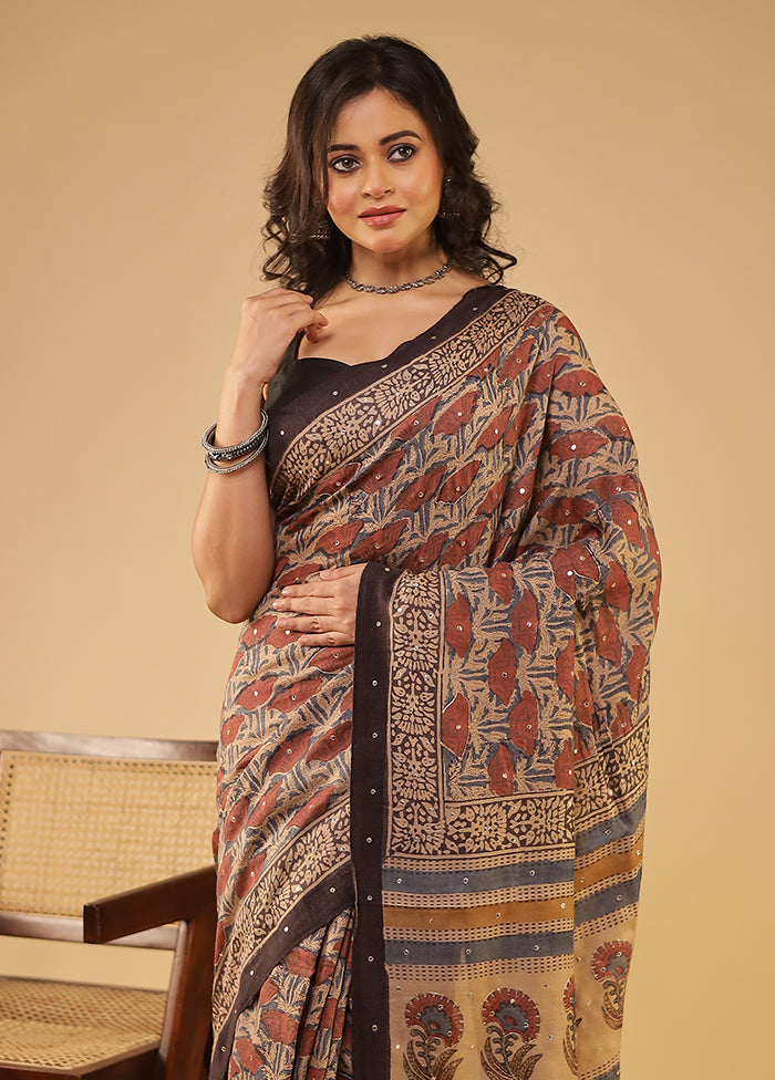 Cream Handloom Tissue Pure Silk Saree With Blouse Piece