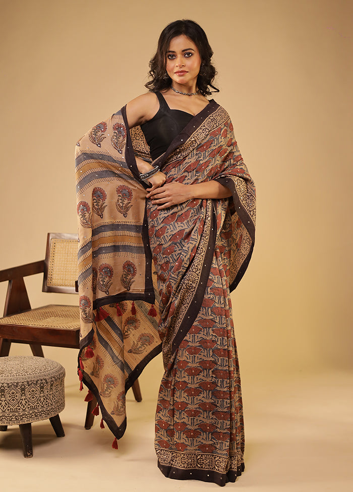 Cream Handloom Tissue Pure Silk Saree With Blouse Piece