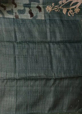 Blue Handloom Tissue Pure Silk Saree With Blouse Piece