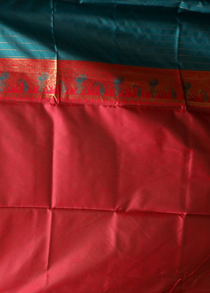 Blue Baluchari Silk Saree With Blouse Piece