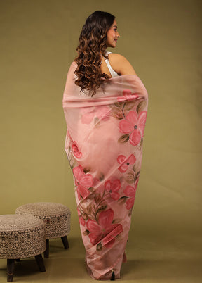 Pink Organza Saree With Blouse Piece