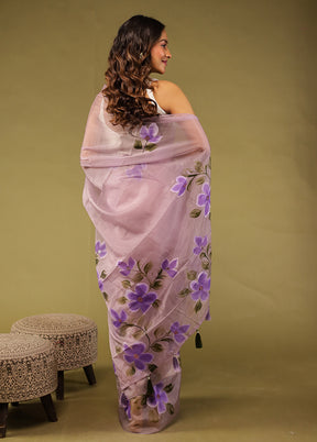 Purple Organza Saree With Blouse Piece